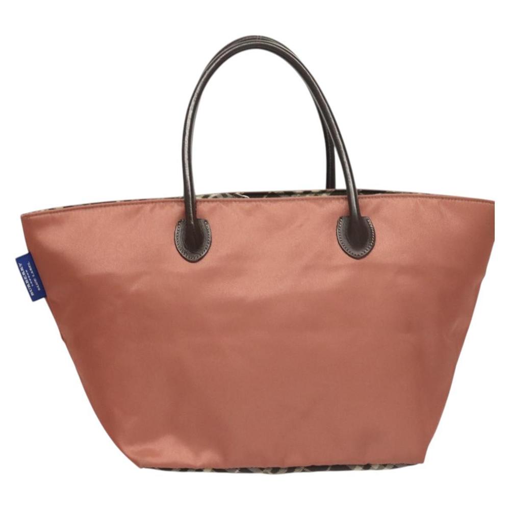 BURBERRY Nova Check Blue Label Hand Bag Nylon Pink Silver Auth ti3041 - Picture 2 of 16